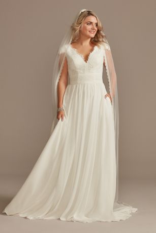  As Is Lace Illusion Back Chiffon Wedding Dress
